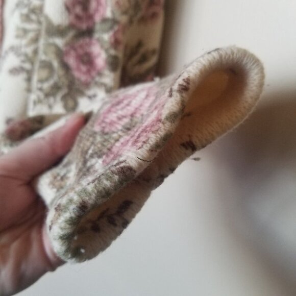 VINTAGE sieger wool granny cardigan sweater roses pink - Picture 13 of 14